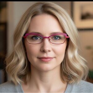 FACE A FACE Pink Red Metal Slim Narrow French Eyeglasses Frame Kiss Early 2000s